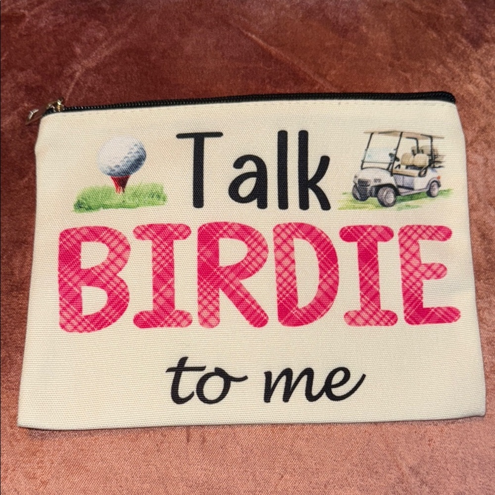 Golf Themed Pouch with Pink and Cream Design